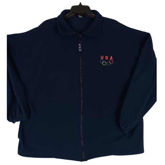USA Olympics Vintage Fleece Jacket Mens XXL Blue Mock Neck Full Zip Sports - Picture 3 of 14
